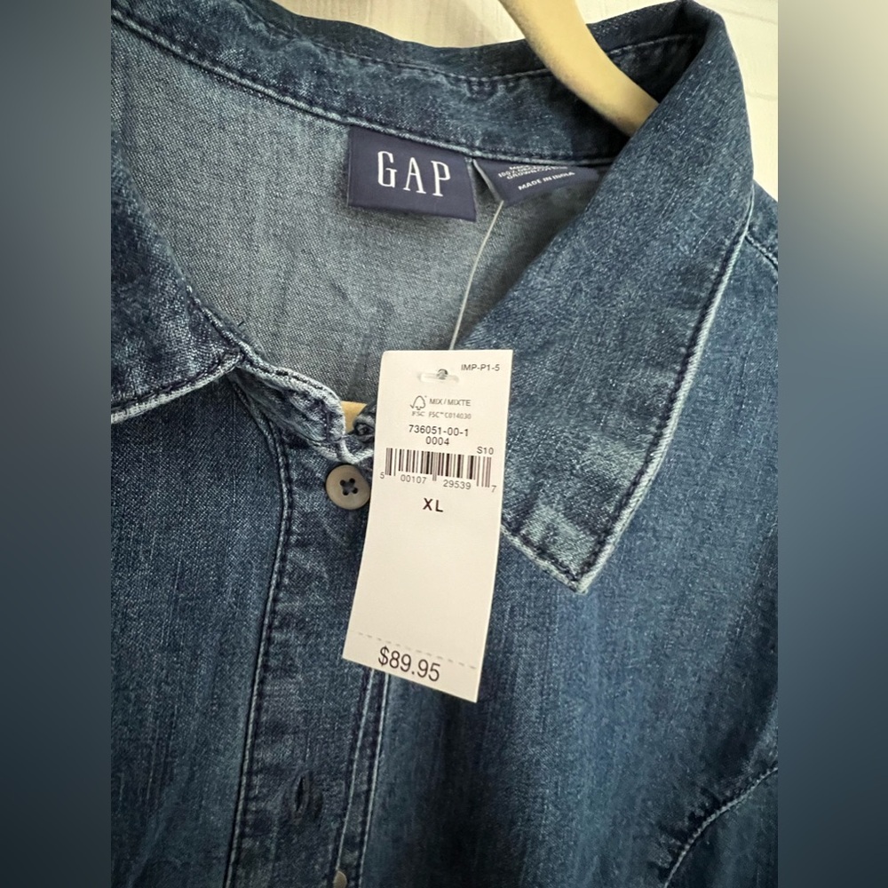 Gap Organic Cotton Puff Sleeve Denim Mini Dress nwt - Picture 6 of 6